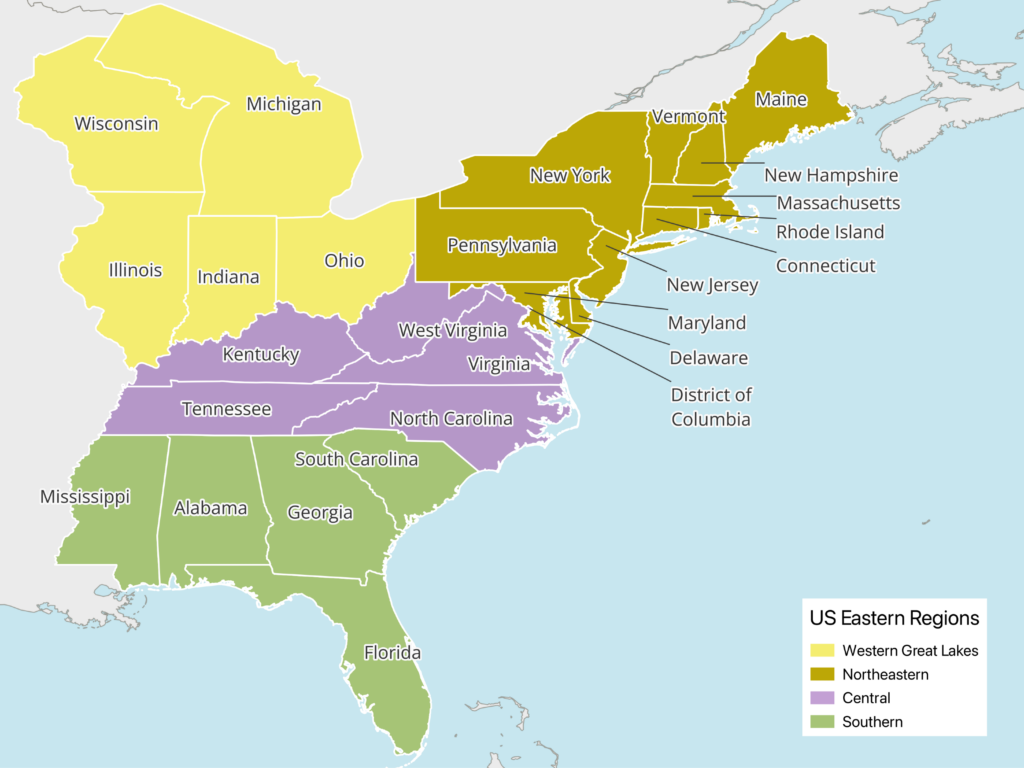 East United States Map | Mappr - Eastern Company First Quarter Earnings 2024