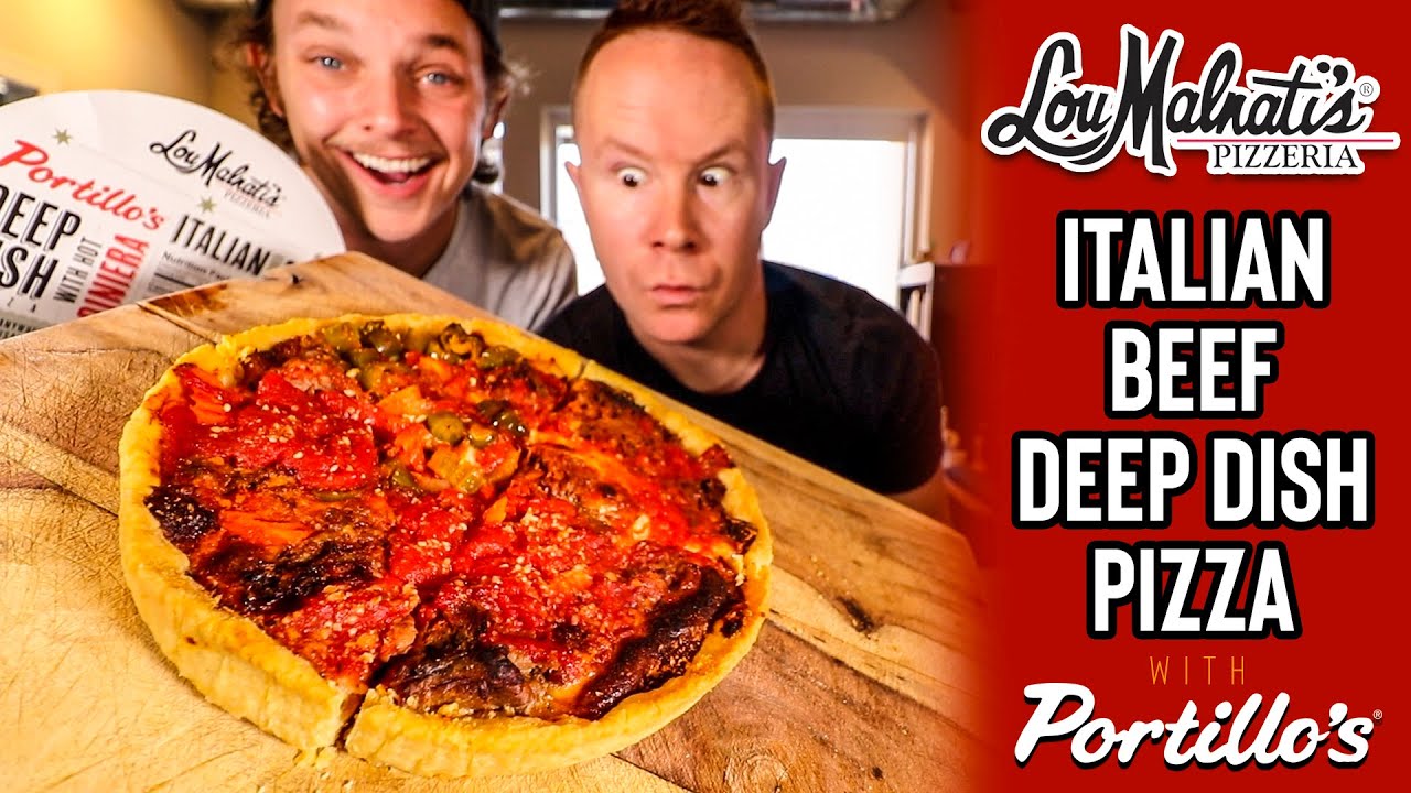 Eating the Lou Malnati's x Portillo's Italian Beef Deep Dish Pizza 🍕 - Taste Of Chicago Lou Malnati's Portillo's