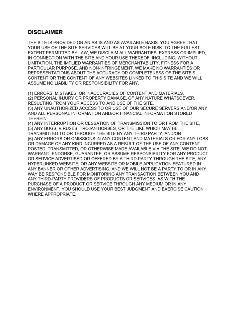 Editable Disclaimer | PDF - Pricing Subject To Change Disclaimer Examples