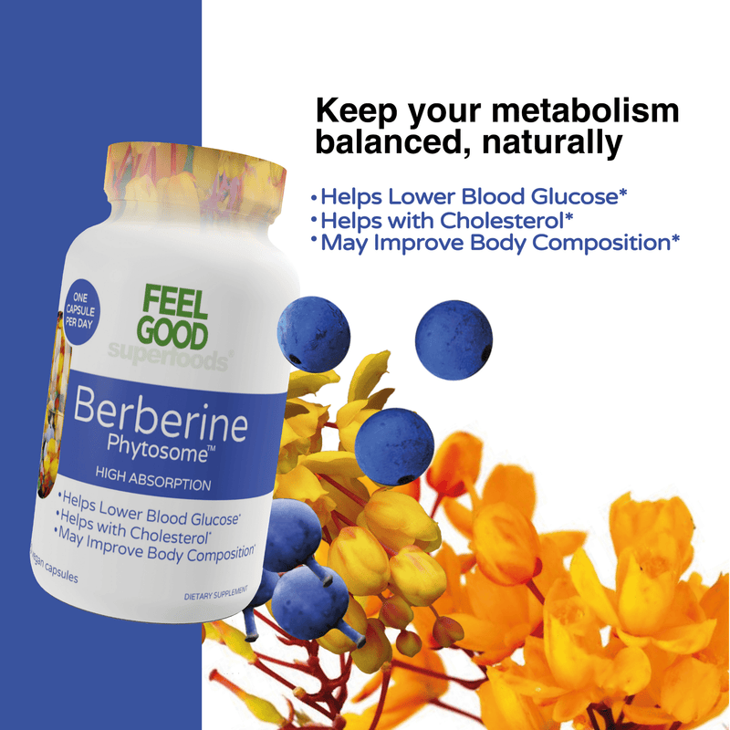 FeelGood Organic Superfoods | FeelGoodSuperfoods.com - Feel Good Superfoods Berberine Phytosome High Absorption 120 Vegan Capsules