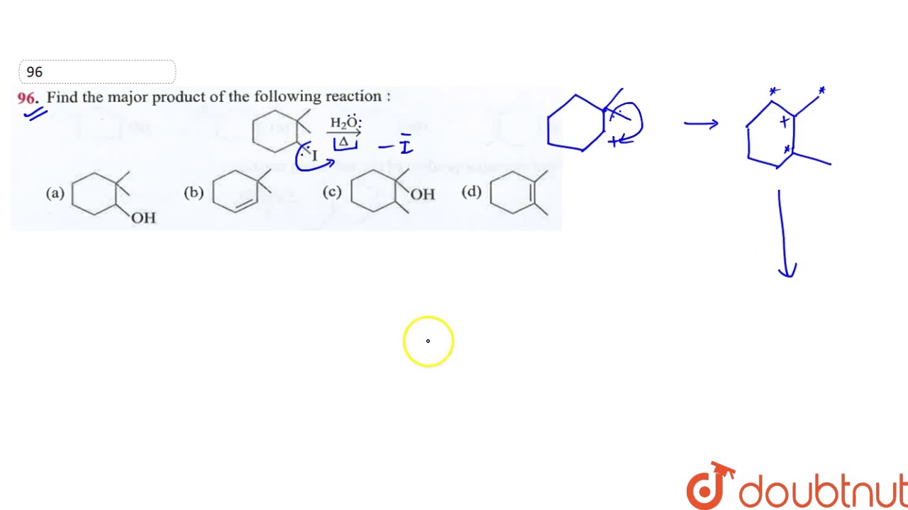 Select The Major Product Of The Following Reaction.