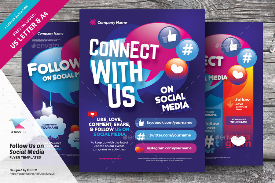 Follow Us on Social Media Flyer Templates, Print Templates | GraphicRiver - Follow Us On Social Media Flyer