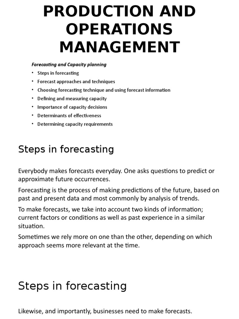Forecasting and Capacity Planning | PDF | Forecasting | Accuracy And - When Should Product Strategy Focus On Forecasting Capacity Requirements