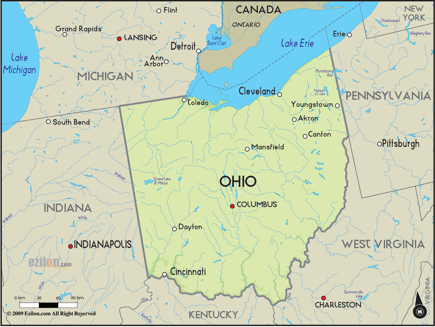 Geographical Map of Ohio and Ohio Geographical Maps - Ohio Real Estate Continuing Education Requirements