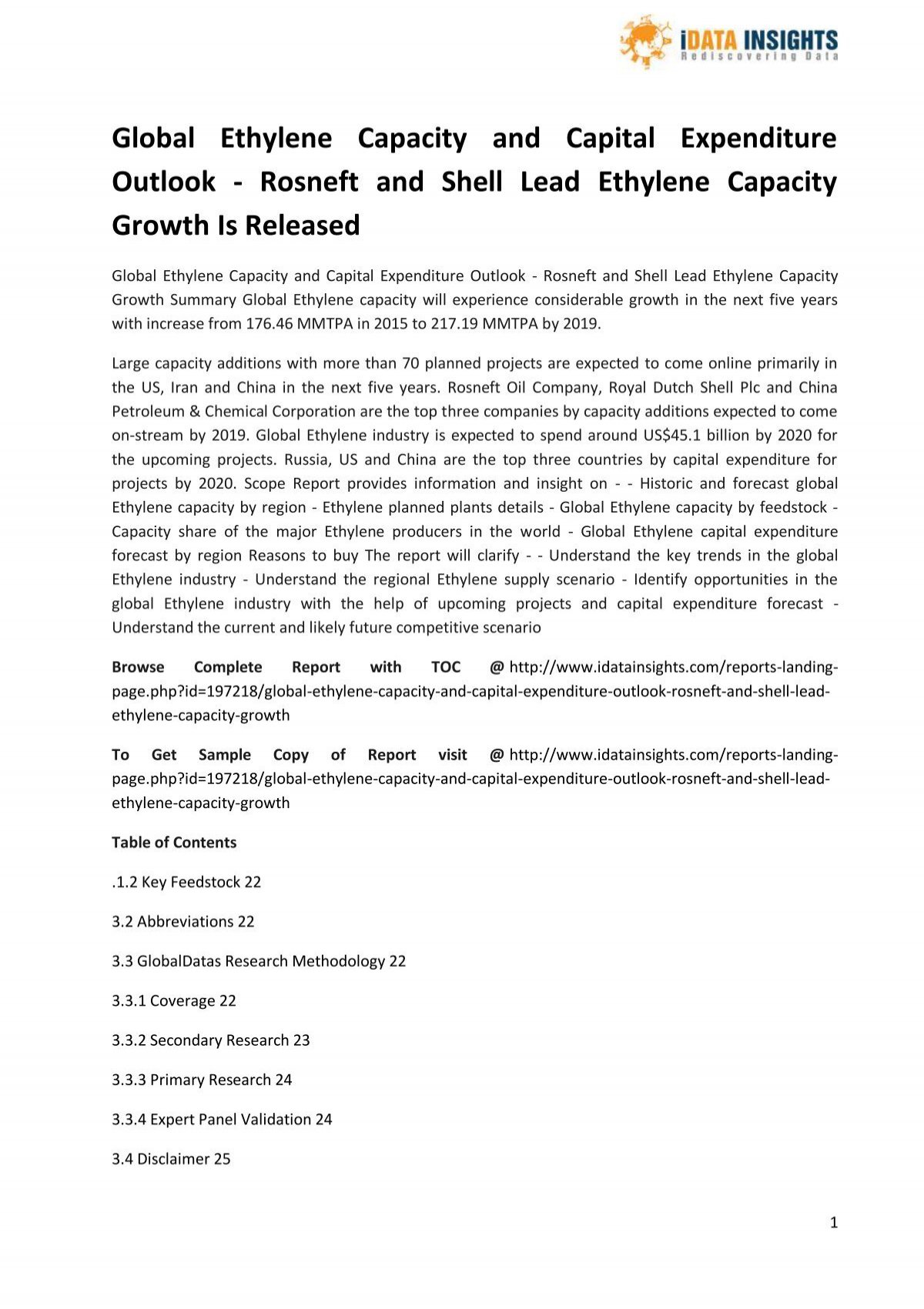 Global Ethylene Capacity and Capital Expenditure Outlook - Ethylene Oxide Industry Capacity And Capex