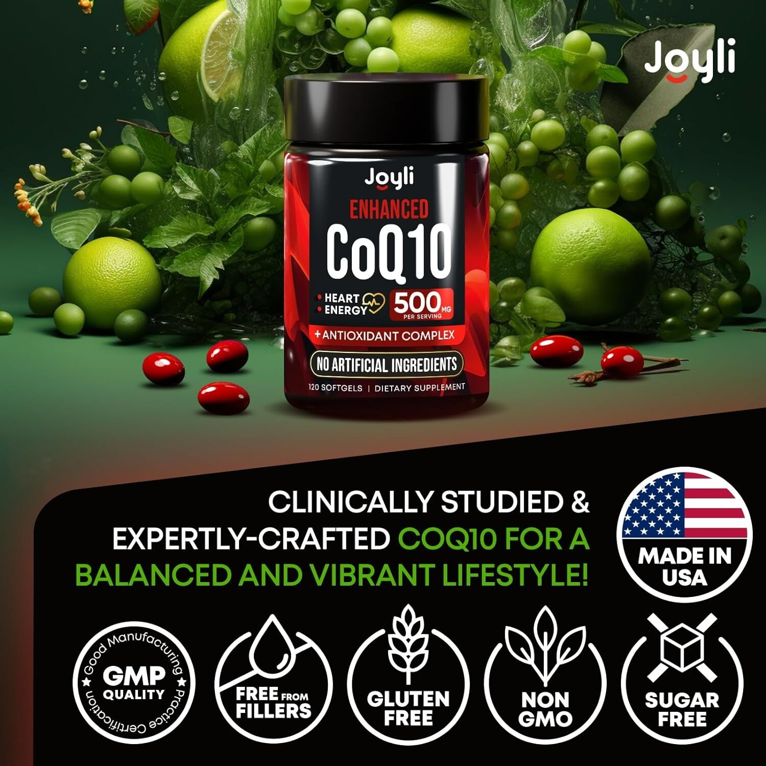 High Absorption CoQ10 500MG - Co Q 10 Supplement 120 Softgels for Heart - Synergy Maximum Absorption Coq10 Supplement Facts