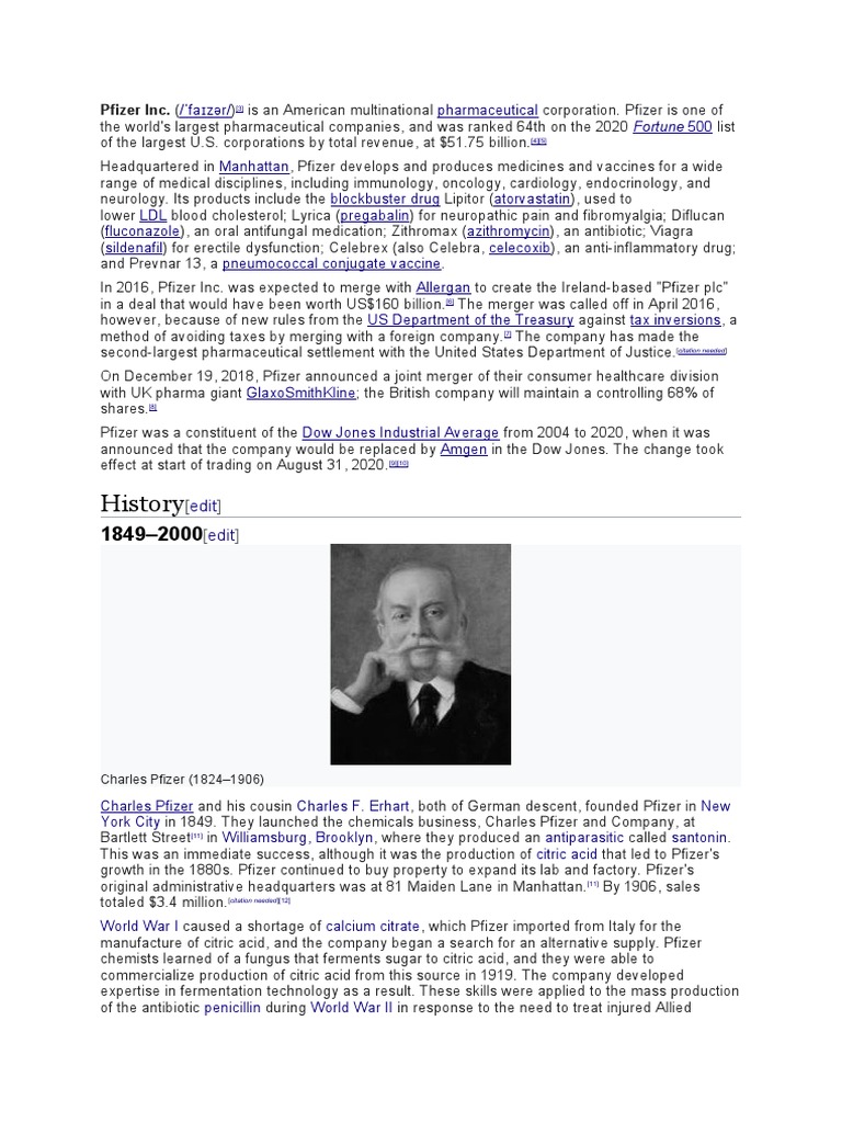 Pfizer Has Been In Business For 175 Years