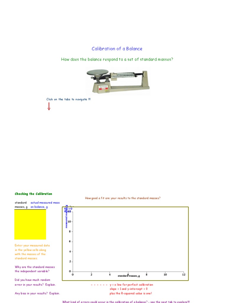 How Does The Balance Respond To A Set of Standard Masses? | PDF | Mass - Identify Which Balance Was Used To Make Each Mass Reading
