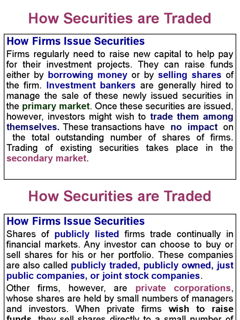 Trading In Newly Issued Securities Takes Place In The