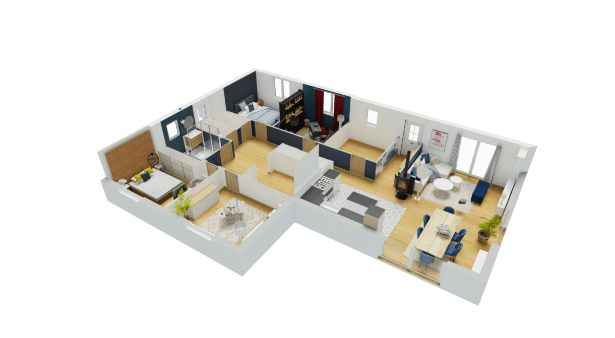 How to Design L Shaped House Plans with a 3D Floor Planner? - HomeByMe - Plans For Building A Picnic Table
