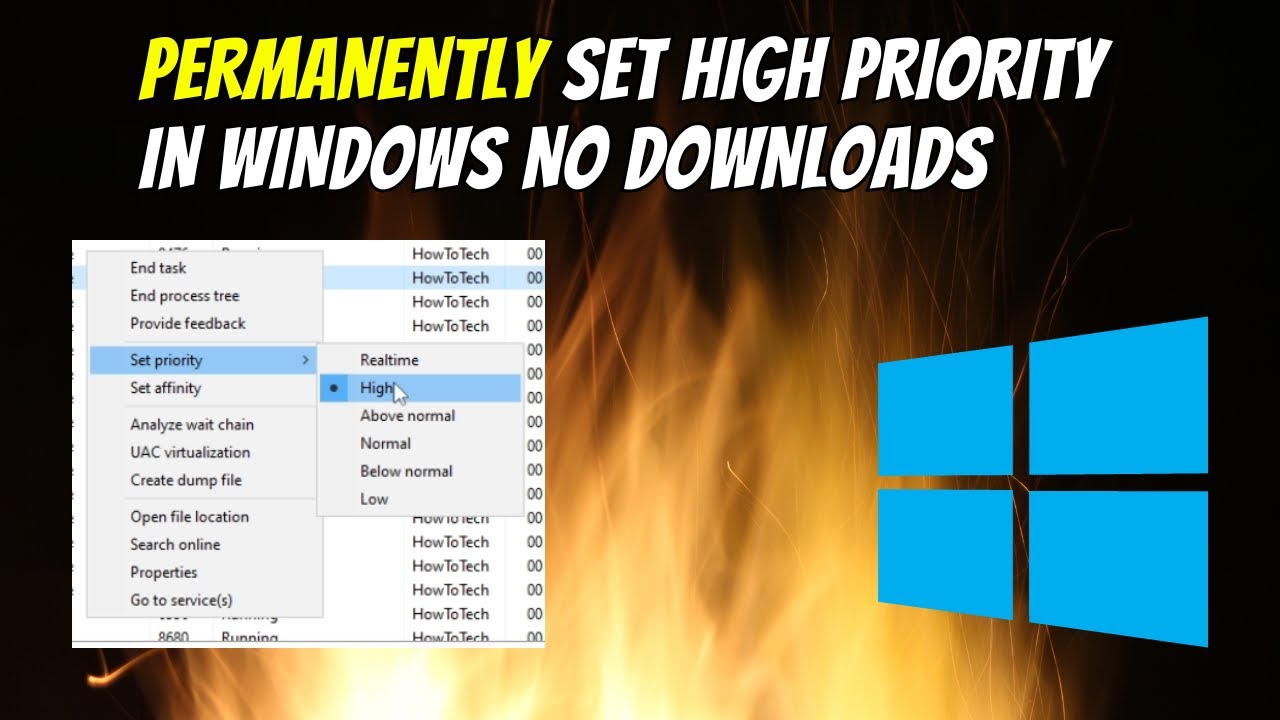 How to Permanently set High Priority Process in Windows (No 3rd Party - Operating System Gives Priority To Another Window