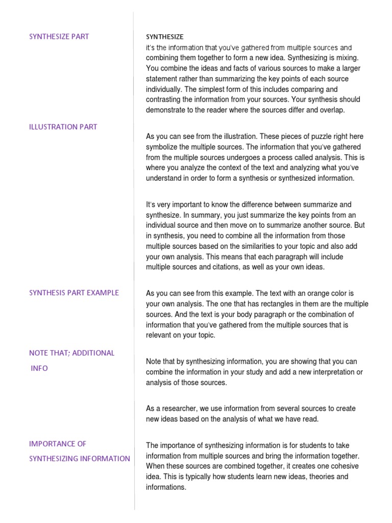 How To Synthesize Information | PDF | Information | Matrix (Mathematics) - Synthesizing Information Allows A Reader To