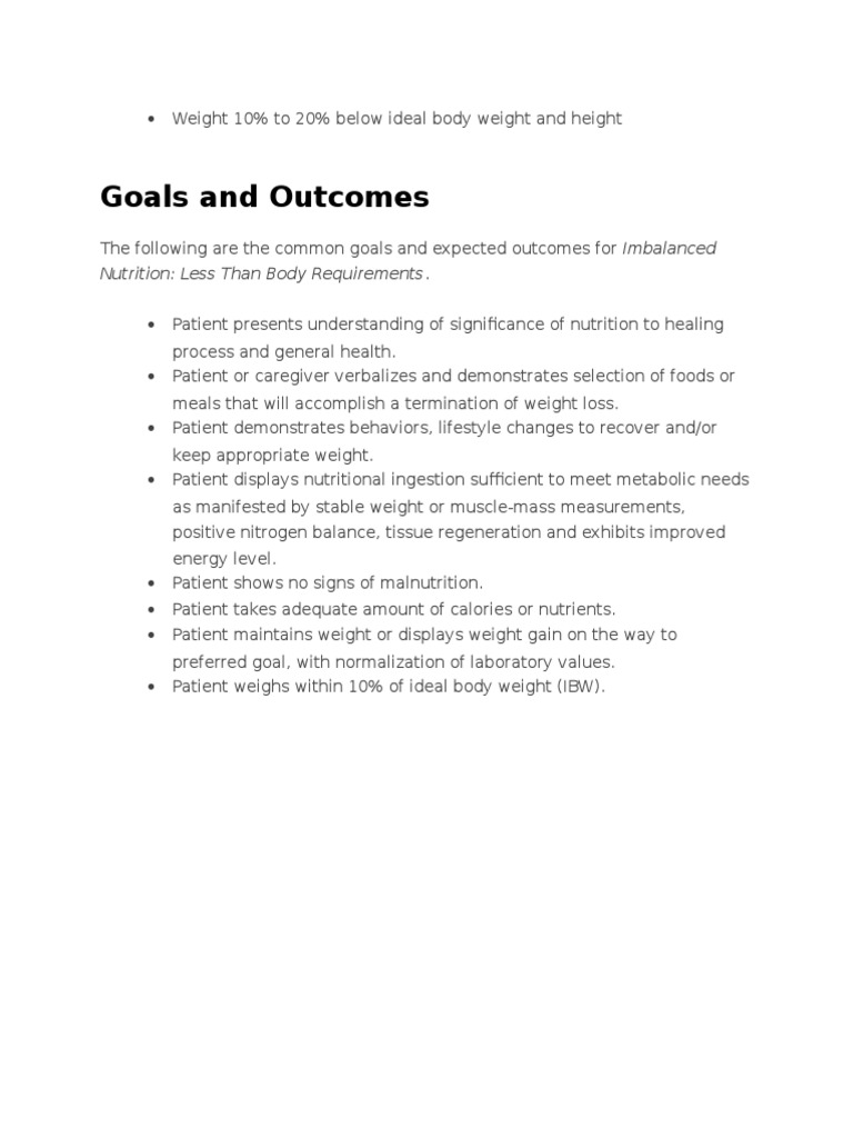 Imbalanced Nutrition - Less Than Body Requirements 02 | PDF - Imbalanced Nutrition: Less Than Body Requirements