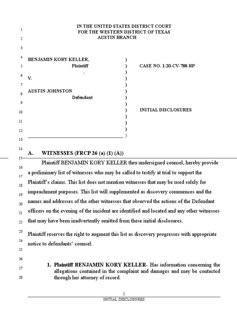 Demand For Initial Disclosures California Sample