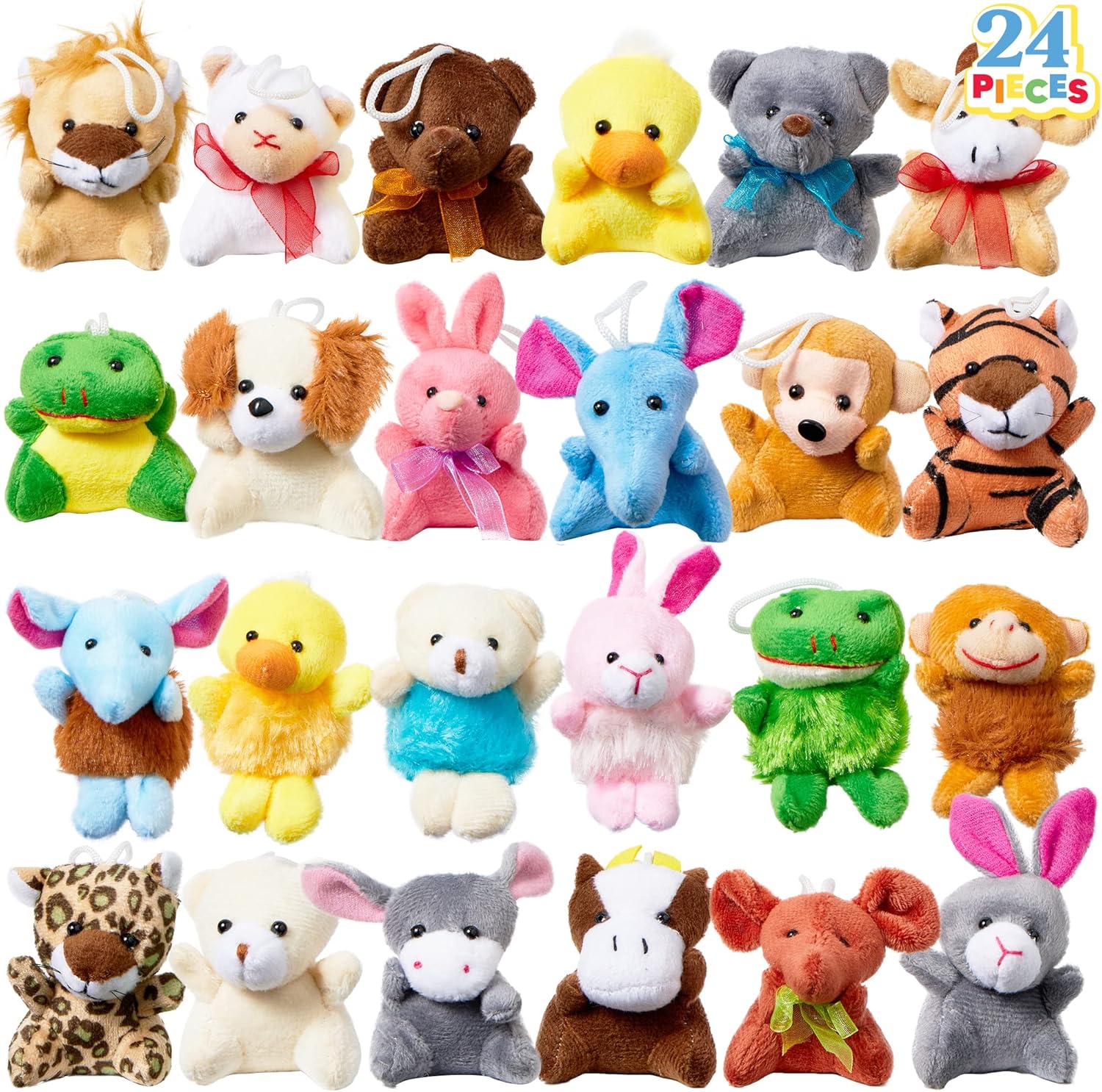 JOYIN 24 Pack Mini Animal Plush Toy Assortment (24 Units 3" Each - Plush Earthing Pad For Lap Travel