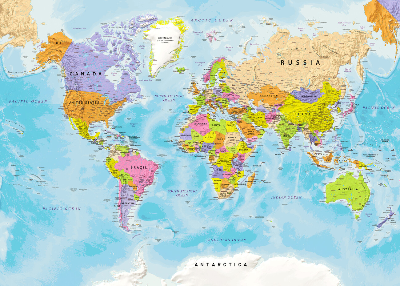 Kart Political world map ǀ Bykart og verdenskart plakater på vegg ǀ - World Finance Loan Requirements For Bad Credit
