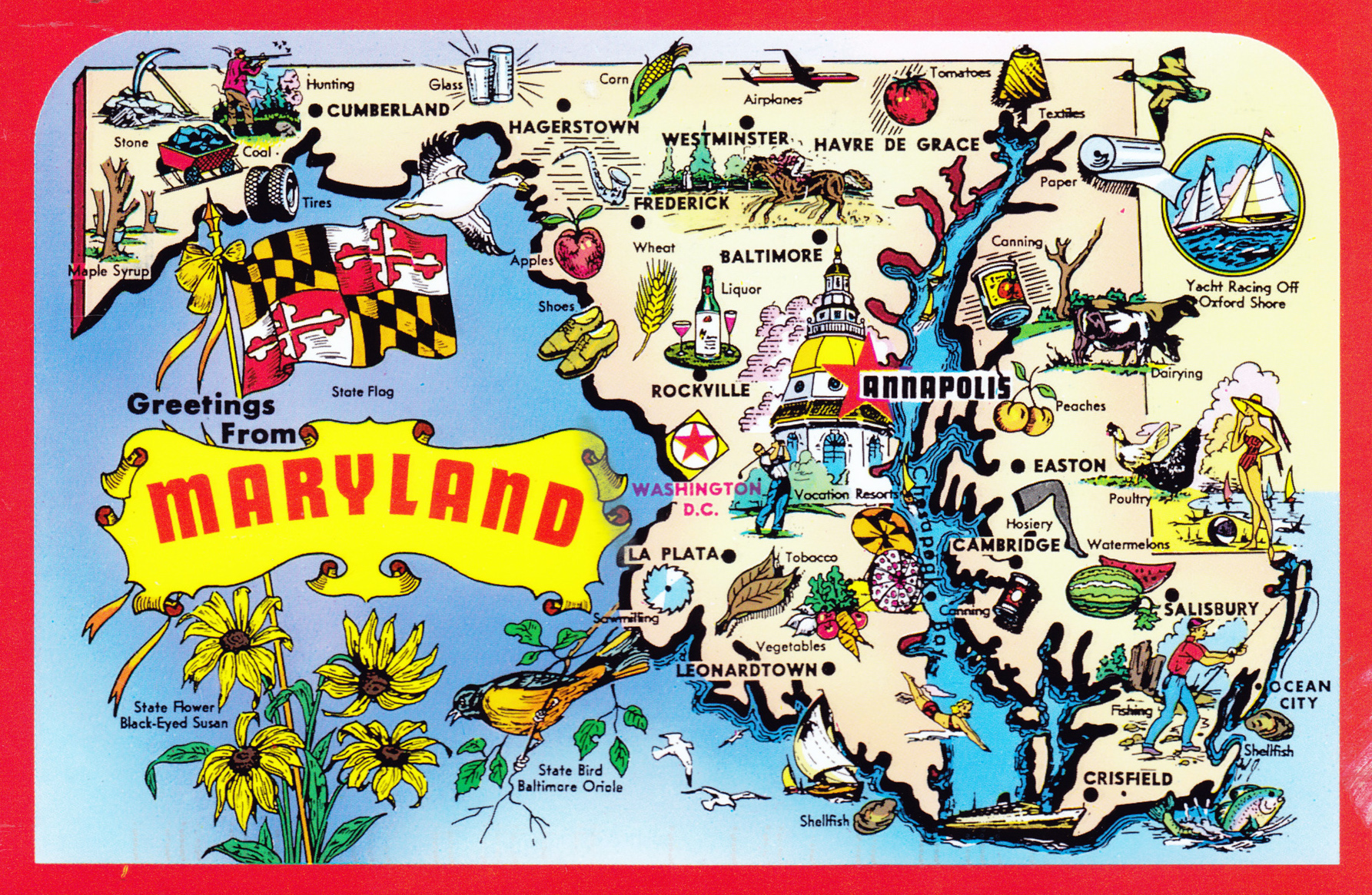 Large detailed tourist illustrated map of Maryland state | Maryland - Md Anderson Cancer Center At Cooper In Voorhees