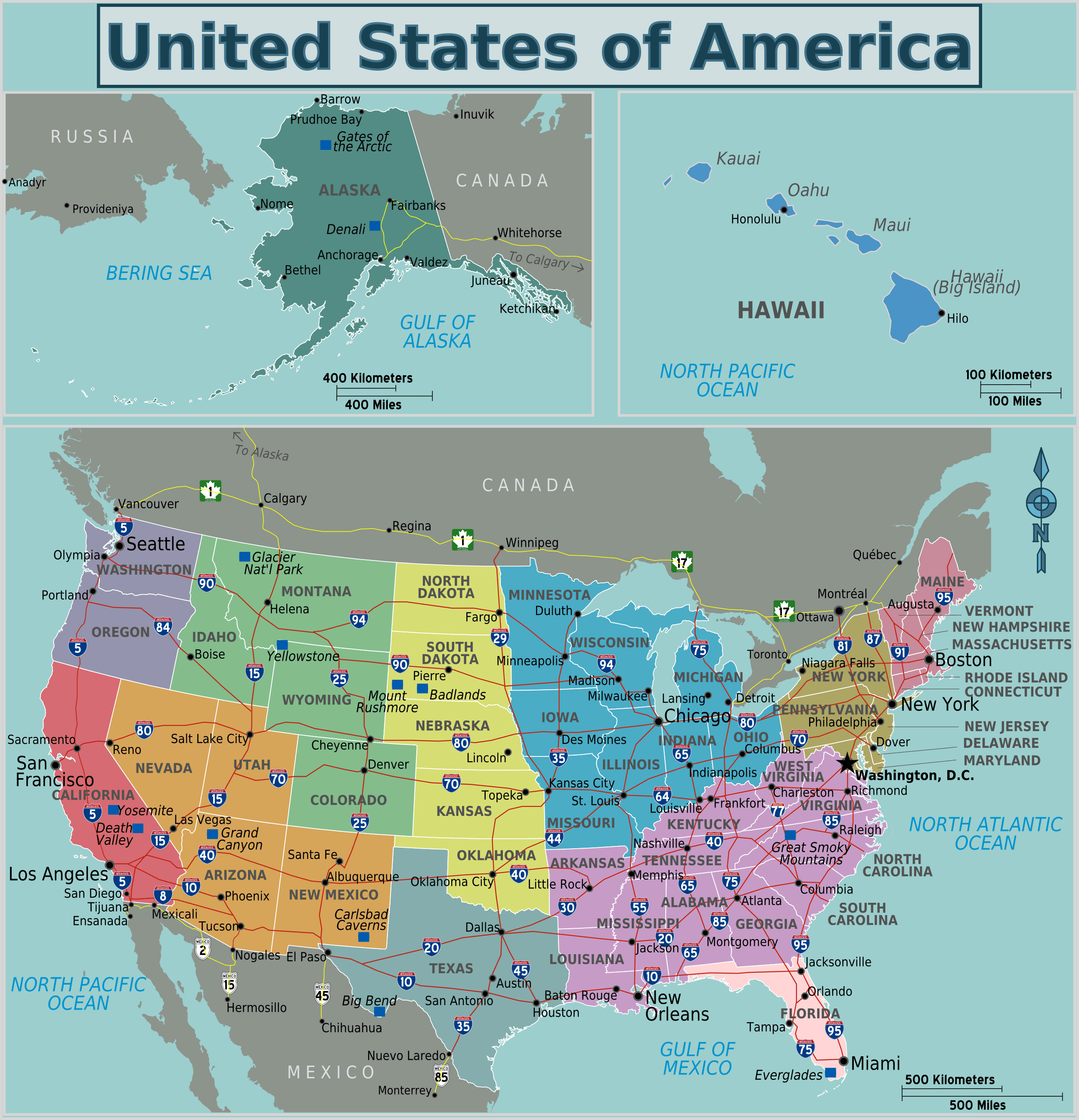 Large regions map of the USA | USA | Maps of the USA | Maps collection - Regions Bank Locations In Montgomery Alabama