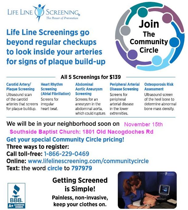 Life Line Screening - SOUTHSIDE BAPTIST CHURCH - How Much Is Life Line Screening