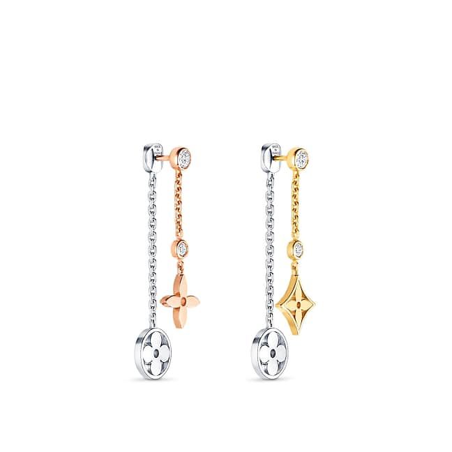 LOUIS VUITTON® Blossom Long Earrings, 3 Golds And Diamonds | Küpeler - Louis Vuitton Set Of 3 Earrings