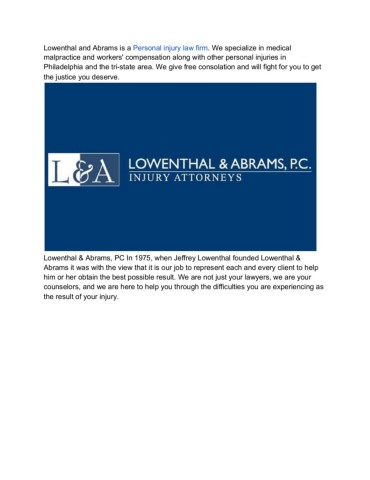 Philly Medical Malpractice Lawyer Lowenthal & Abrams