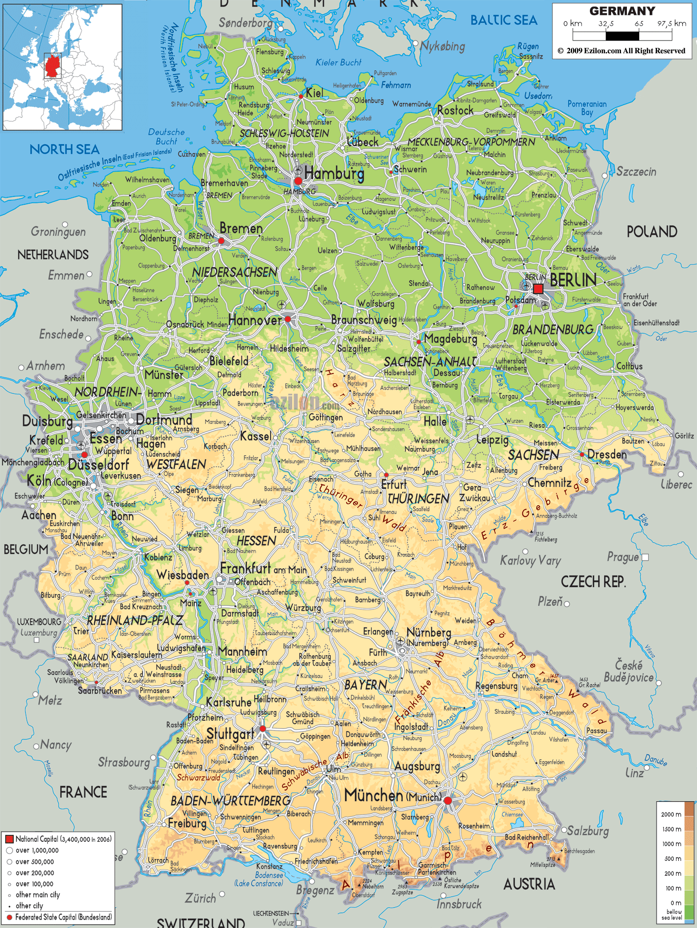 Map of Germany - TravelsMaps.Com - Germany To Spain How Many Hours