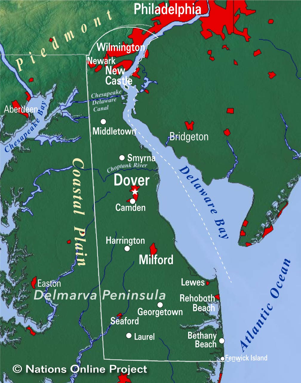 Map of the State of Delaware, USA - Nations Online Project - Delaware Amendment To Certificate Of Incorporation