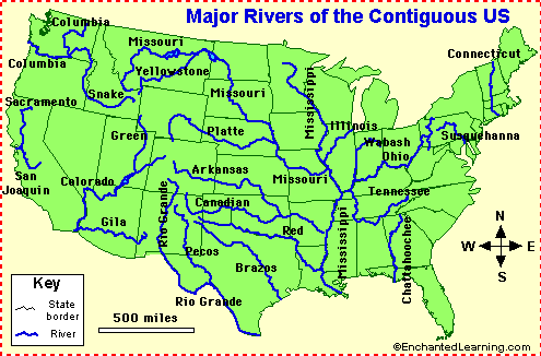 Maps: Usa Map Rivers - Largest Rivers In Us By Volume