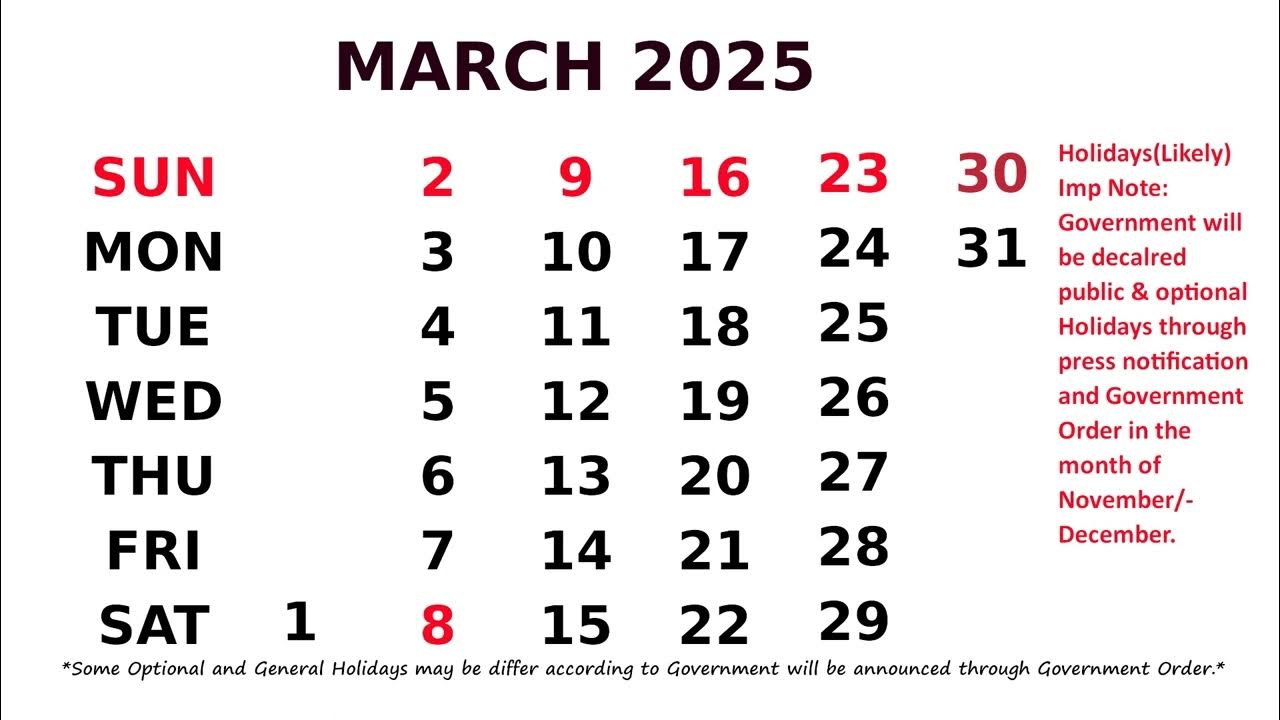 March Calendar 2025 - YouTube - How Many Months Until March 2025