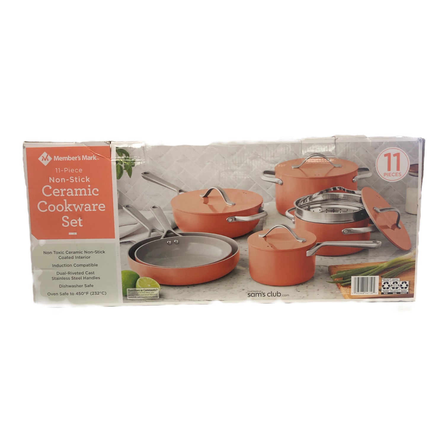 Member's Mark 11-Piece Modern Ceramic Cookware Set, Coral – Ewirelessgear - Member's Mark Non Stick Ceramic Cookware Set