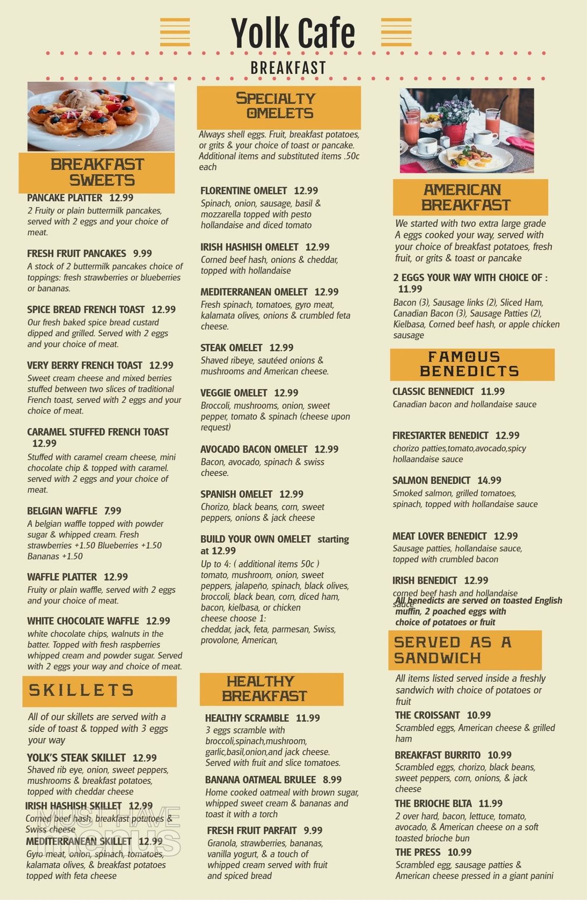 Menu - Yolk - Diner Boynton Beach Menu