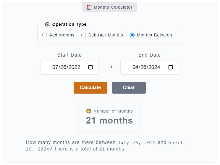 Months Calculator - How Many Months Until March 9th