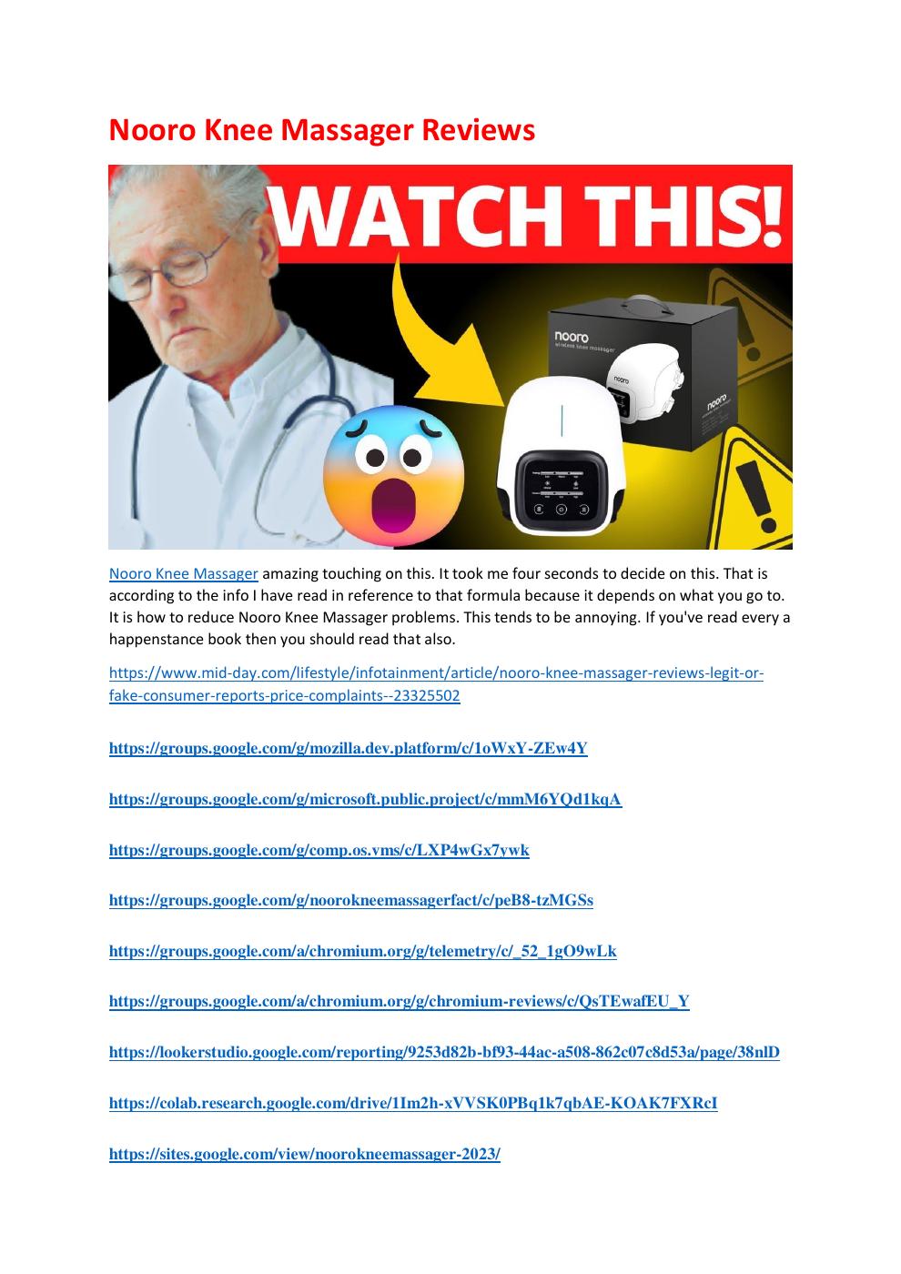 Nooro Knee Massager Reviews Consumer Reports
