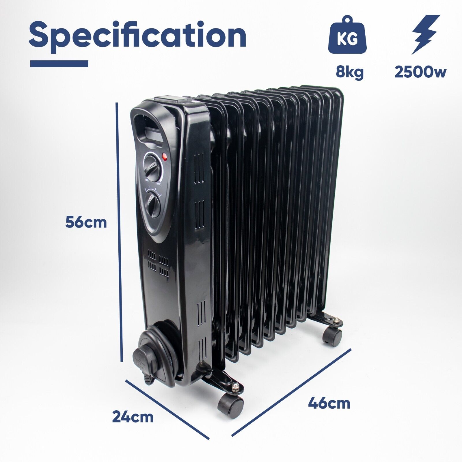 Oil Filled RADIATOR Heater BLACK Portable Electric Oil Heater - Electric Oil Filled Heater With Thermostat