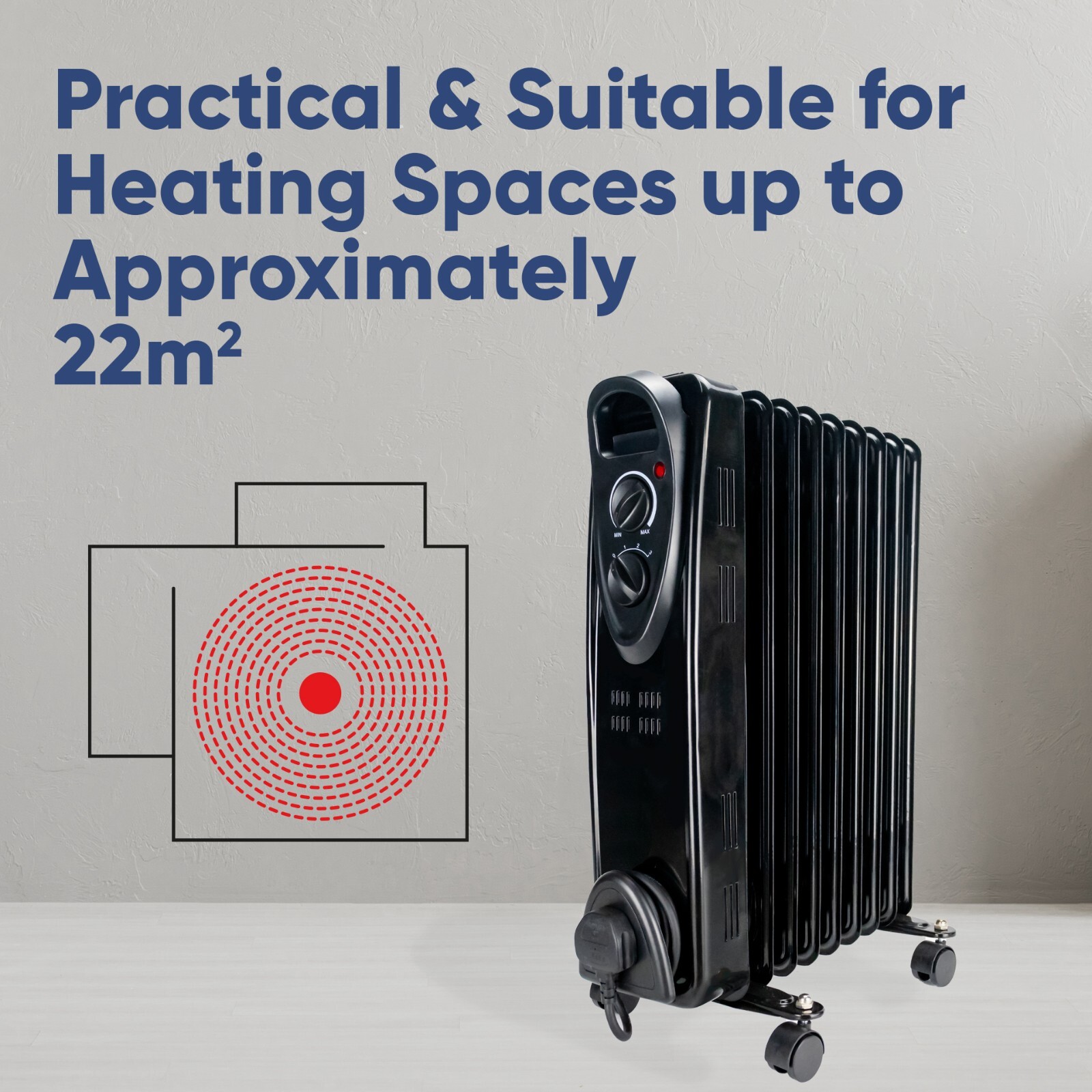 Oil Filled RADIATOR Heater BLACK Portable Electric Oil Heater - Electric Oil Filled Heater With Thermostat