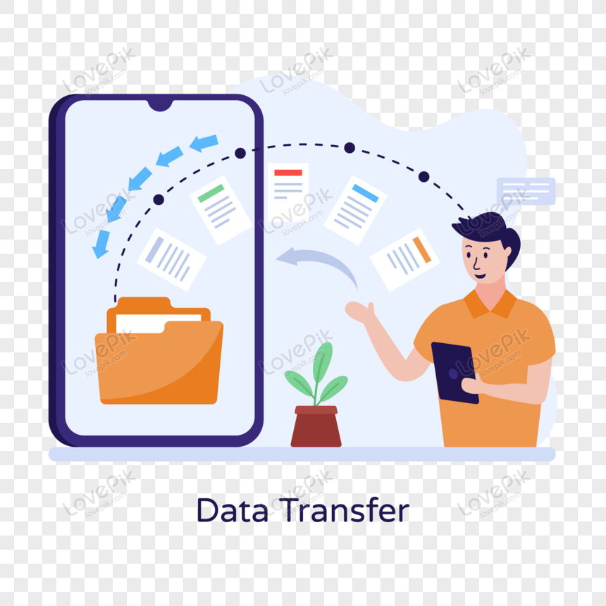 Online Data Transfer Flat Character Illustration, Person, Data Transfer - Transfer Ira To Gold And Silver