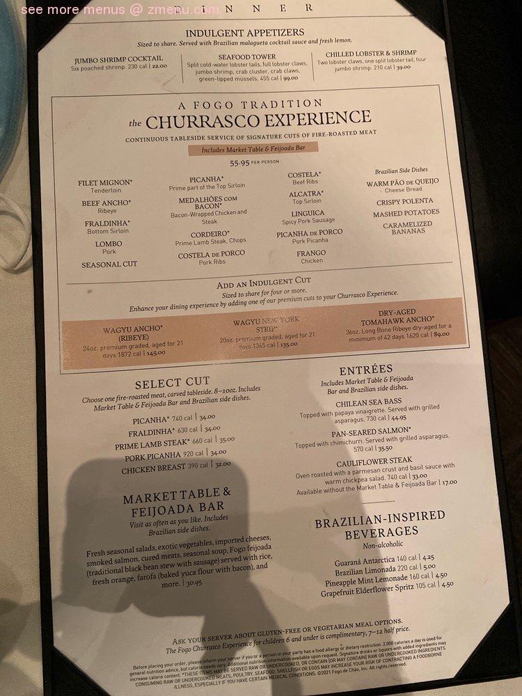 Online Menu of Fogo de Chao Brazilian Steakhouse Restaurant, Miami - Fogo De Chão Brazilian Steakhouse Providence Menu
