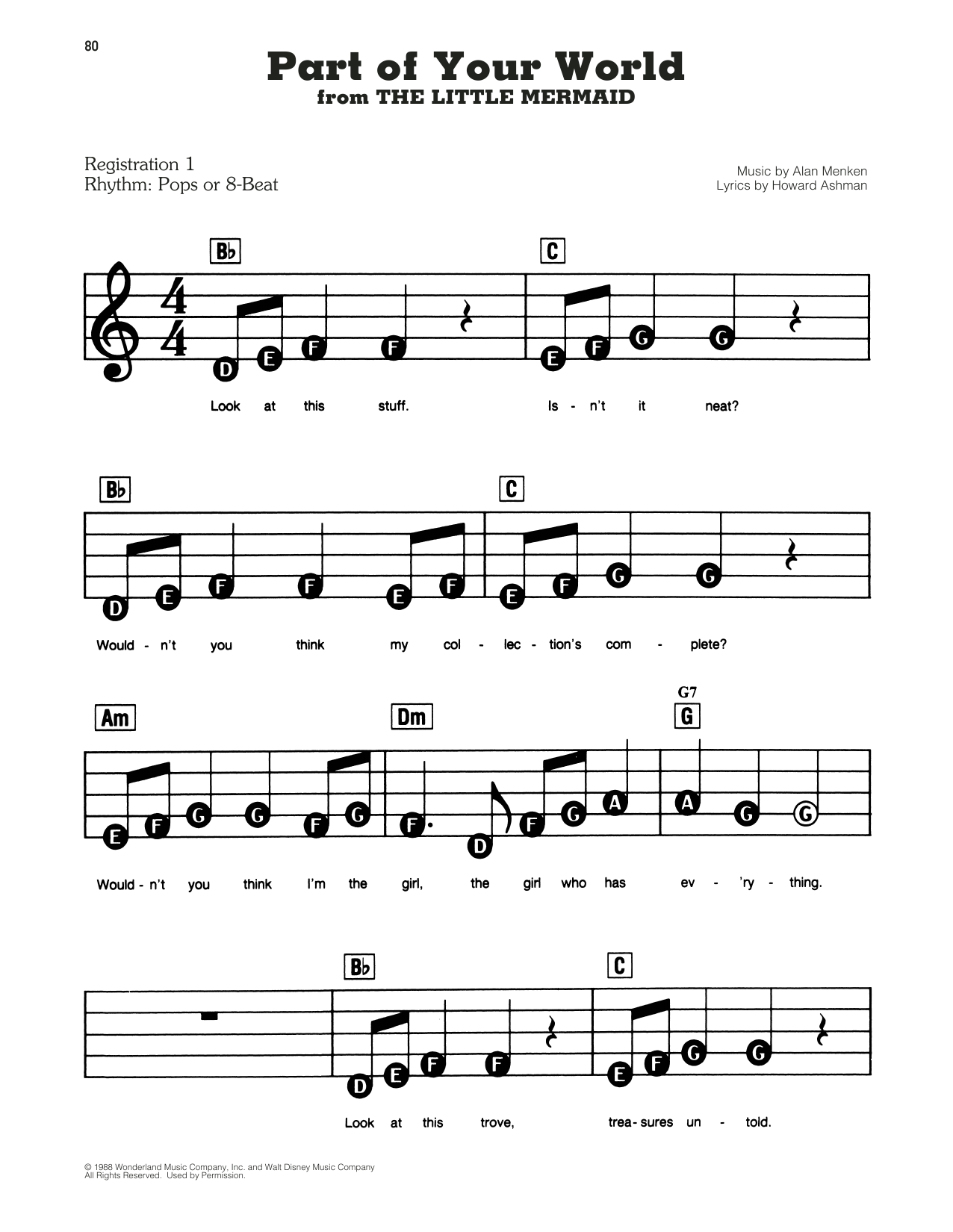 Part Of Your World (from The Little Mermaid) by Alan Menken & Howard - Part Of Your World Sheet Music