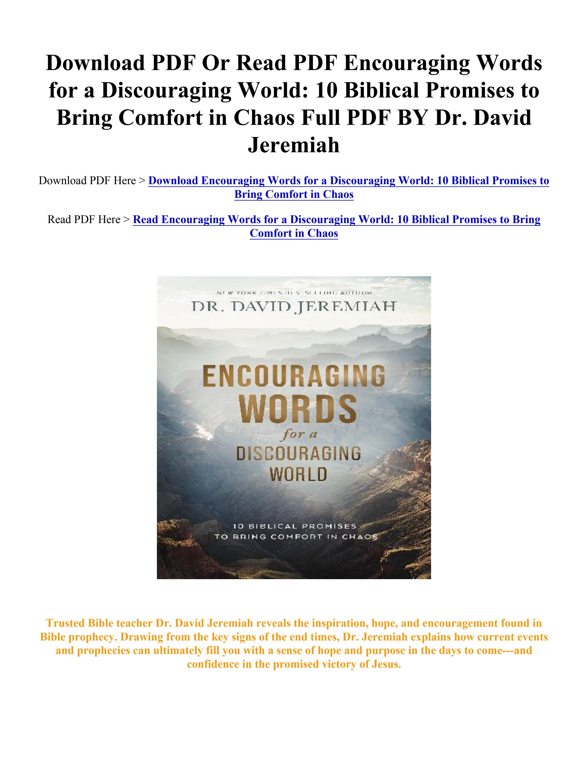 (PDF) Download Encouraging Words for a Discouraging World: 10 Biblical - Encouraging Words For A Discouraging World