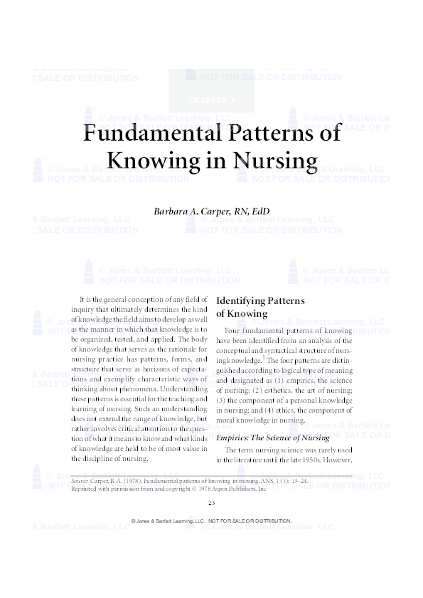 (PDF) Fundamental Patterns of Knowing in Nursing - Fundamental Patterns Of Knowing In Nursing
