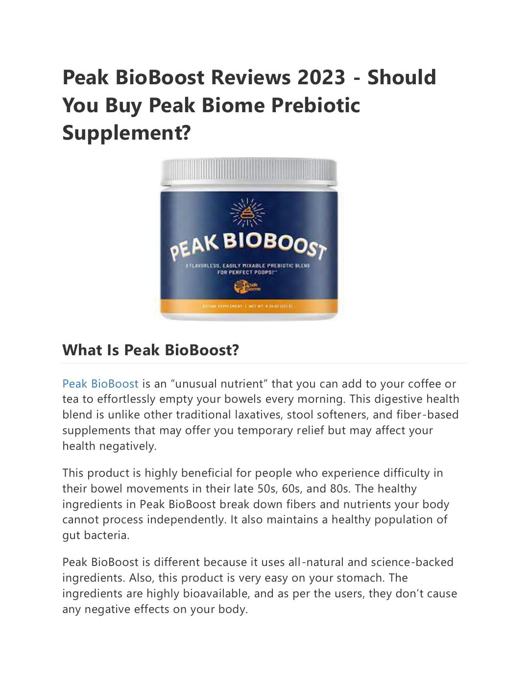 Bio Peak Supplement Reviews And Complaints