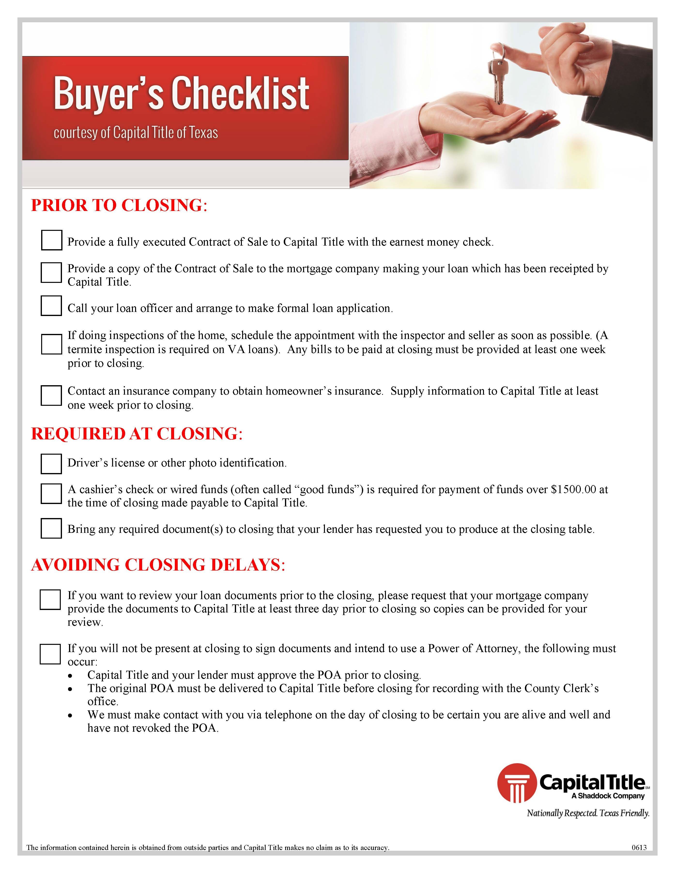 Pin by Capital Title - Houston Beaumo on BUYERS | Mortgage companies - Mortgage Borrower To Do List Checklist Template