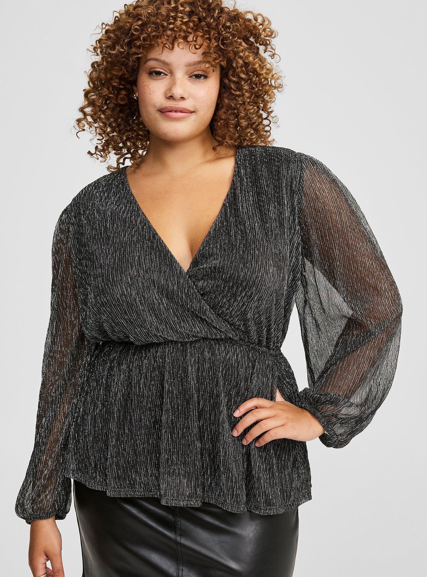 Plus Size - Sparkle Surplice Long Sleeve Top - Torrid - Top Creative Agencies In The Us