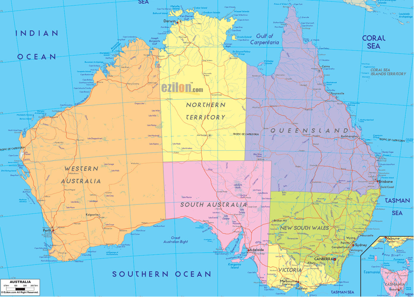 Political Map of Australia - Ezilon Maps - Australia Adult Feeding Tubes And Formula Market