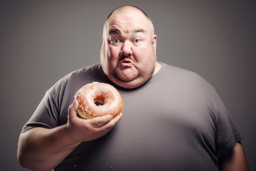 Premium Photo | Fat man holding big donut Generate Ai - Fat Burner Green Tea Liquid Soft Gels Reviews