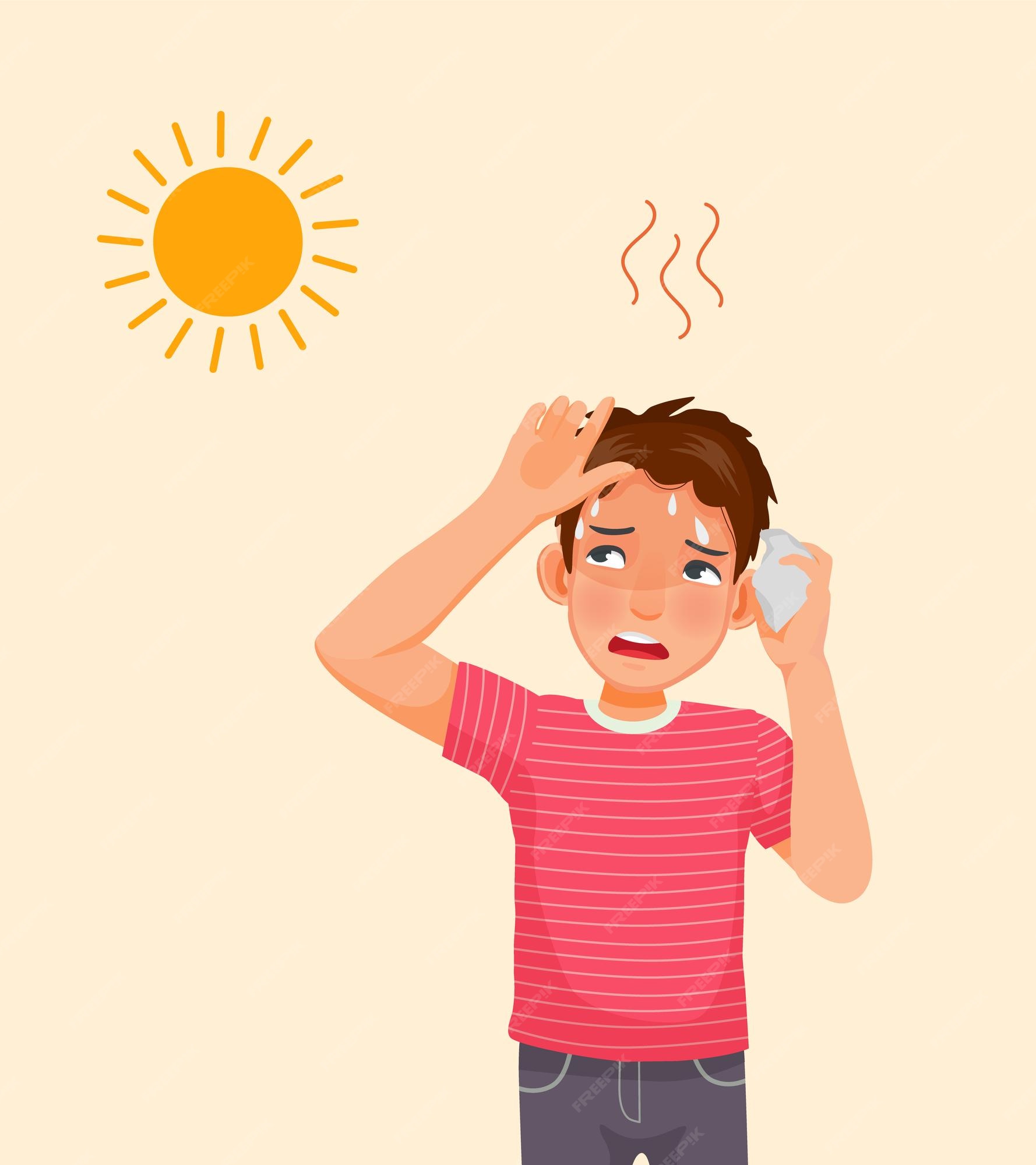 Premium Vector | Handsome young man suffering from heat wave stoke in - Hot Dog On A Stick St George Utah