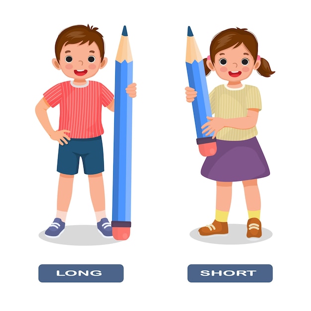 Premium Vector | Opposite adjective antonym words long and short - Short Term Goal For Impaired Skin Integrity
