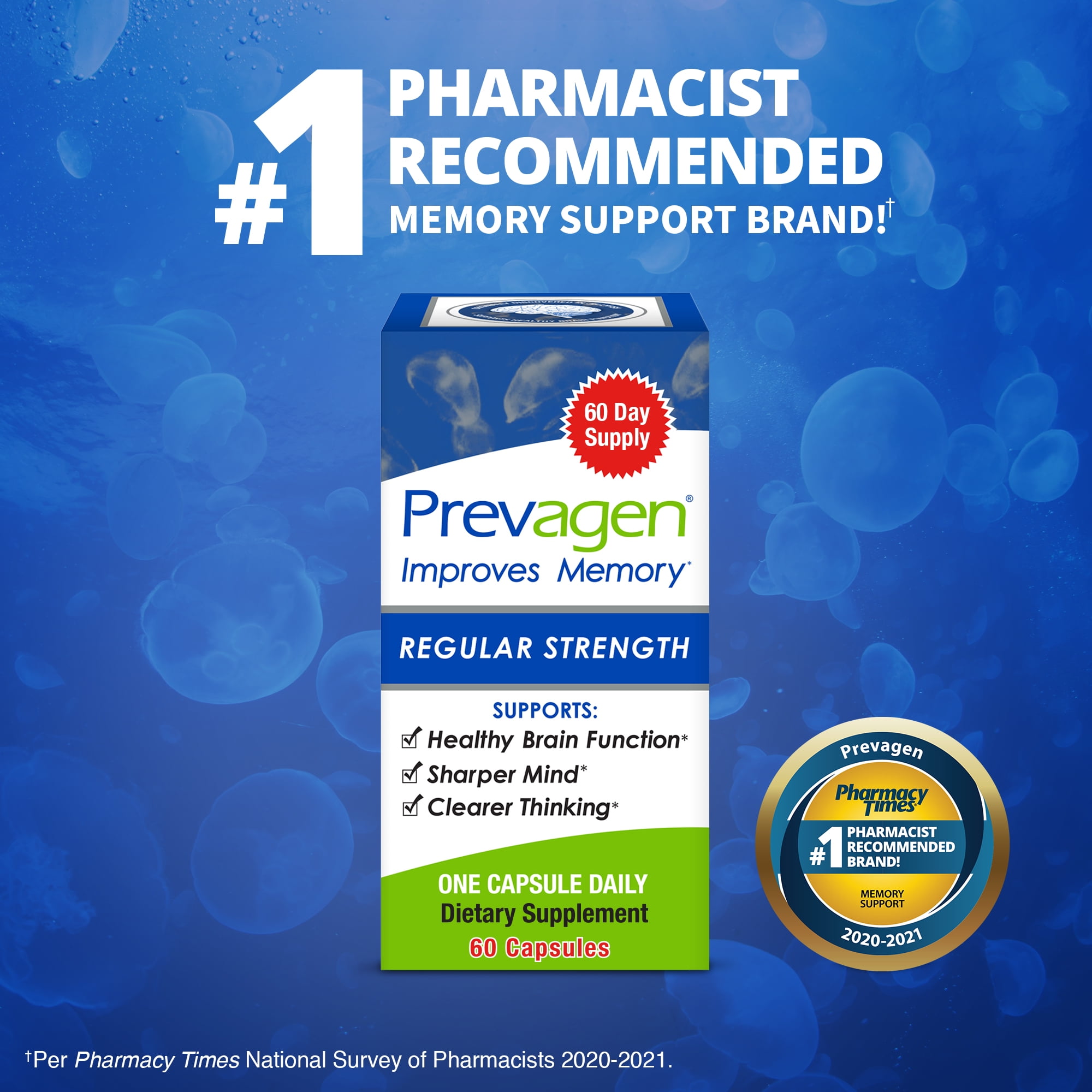 Prevagen Improves Memory Regular Strength capsules 60ct - Walmart.com - Prevagen Improves Memory - Extra Strength