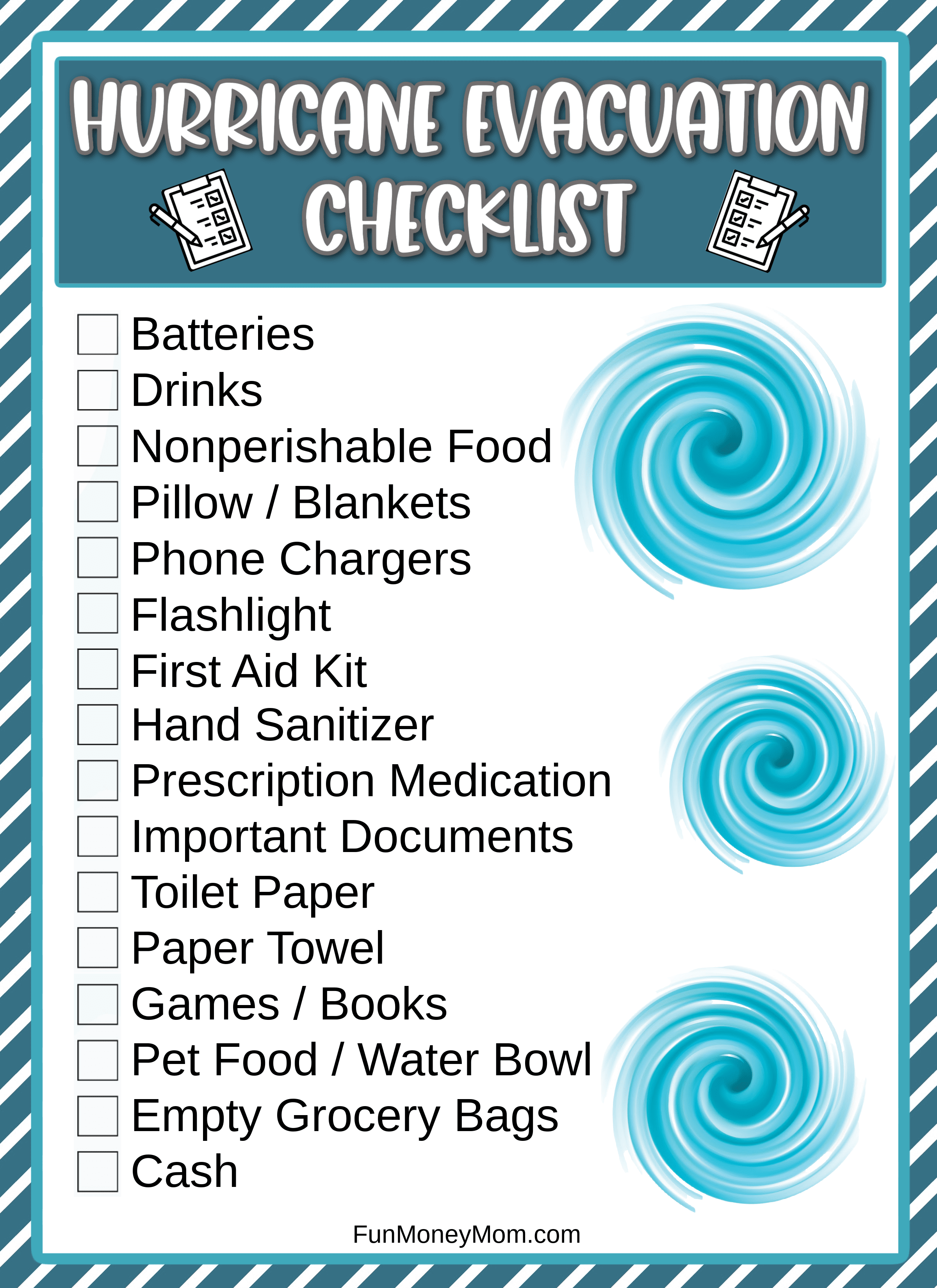 Printable Evacuation Checklist - What To Pack When Evacuating For A Hurricane