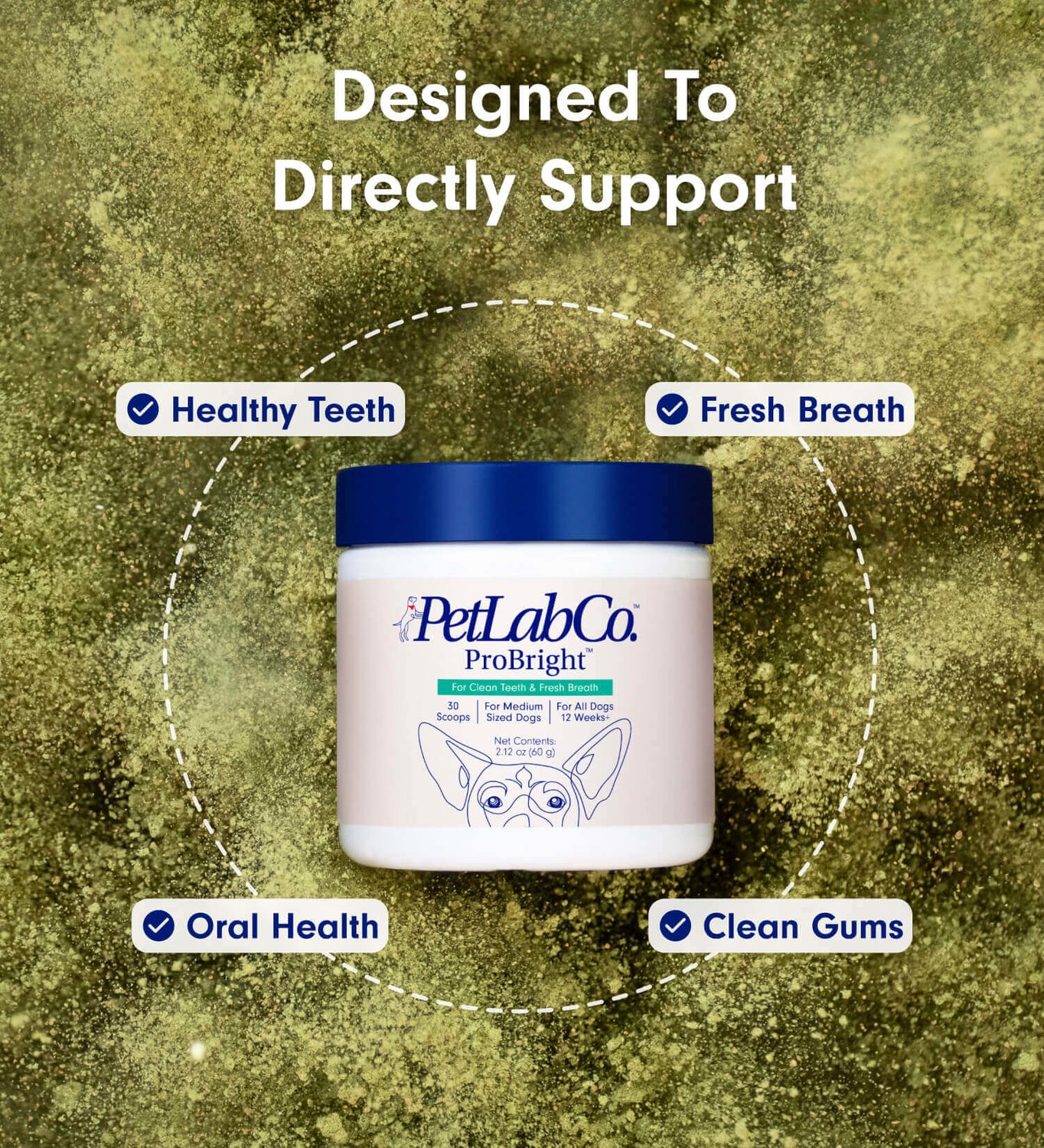 ProBright™ Powder | Helps Clean Teeth & Freshen Breath | PetLab Co. - Petlab Co. Probright Dental Powder - Dog Breath Freshener -
